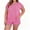 Rose red, variant on Plus Size Lepard Print Patchwork Women Short Sleeved 2 Pieces Ribbed Tops and Shorts Sets Outfit