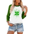 thumbnail image 3 of Women's 3/4 Sleeve St. Patrick's Day Shirts - Crewneck Color Block Loose Raglan Blouse Going Out Casual Graphic Tee Tops, 3 of 5