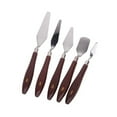 thumbnail image 1 of 5pcs Stainless Steel Oil Painting Spatula Set with Wooden Handle (Reddish Brown), 1 of 3