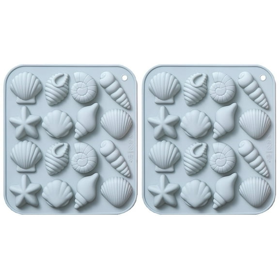 Rekidool 32 Cavities Shell Conch Starfish Candy and Chocolate Silicone Molds, Reusable Non Stick Flexible, 2 Count