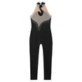 thumbnail image 4 of YONGHS Kids Girls Sleeveless Rhinestone Gymnastic Leotard Ice Skating Jumpsuit Full Body Unitard Black 12, 4 of 5