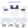 thumbnail image 6 of Jeco 5 Piece Resin Wicker Patio Conversation Set in White with Blue Cushions, 6 of 11