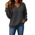 thumbnail image 7 of Evdexr Sweatshirts for Women Drop Shoulder V Neck Solid 2026 Plus Size Casual Pullover Top Oversized Lightweight Loose Fit Trendy Tops M, 7 of 7