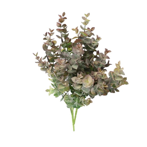 Bewildely Ramo de hojas de plantas artificiales de 5 ramas, decoración de plantas de plástico, hojas falsas para fiesta de boda Plantas Artificiales gris violeta