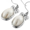 thumbnail image 2 of Oval White Mabe Cultured Pearl 925 Sterling Silver Earrings, 7/8", 2 of 3