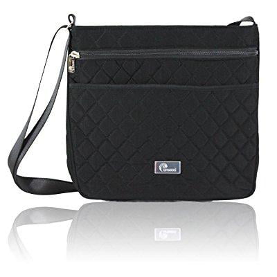 pursetti black quilted crossbody bag for women - keep your valuables securely stowed for travel, work or school or around