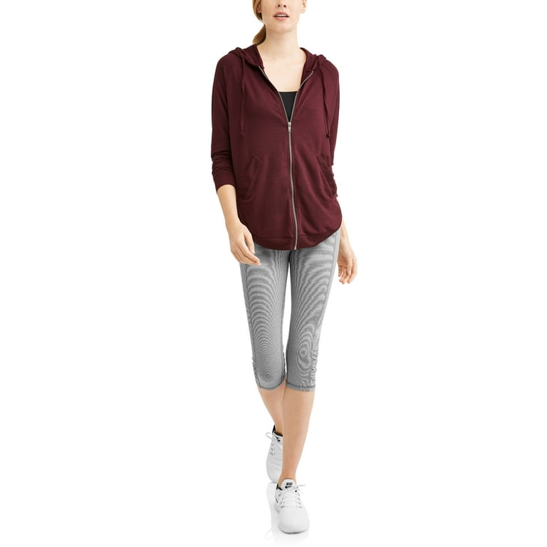 Women s Active Full Zip Tunic Hoodie With Tulip Hem Walmart