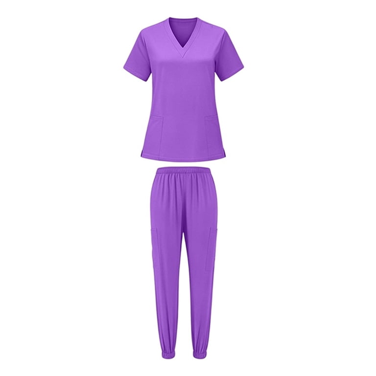 Assttyimr Scrubs for Women Set with Pockets V-Neck Slim Fit, Instrument ...