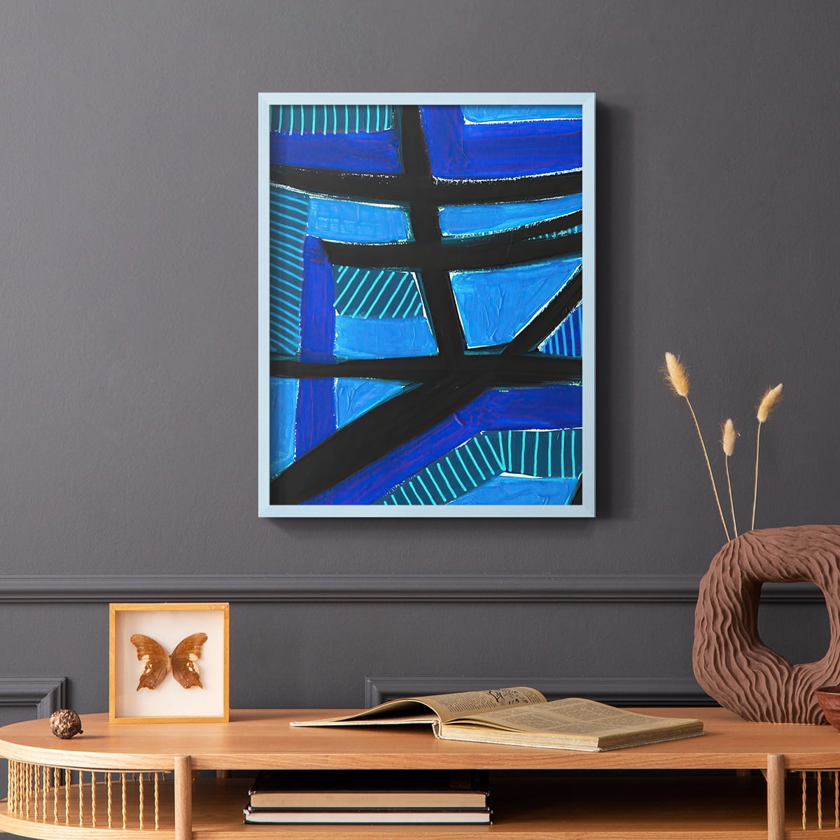 Involved Blues I Framed Print in Blue Solid Wood Framed Print No Nail Hanging