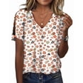 thumbnail image 1 of Tops HOTYD para mujer, manga corta, algodón, estampado floral, 4XL, 1 of 2