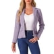thumbnail image 1 of Chaqueta de mezclilla lavada de manga larga con botones y solapa para mujer Inspire Chic en púrpura claro, 1 of 6