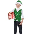 thumbnail image 2 of Elf for Kids Christmas Prints Costome Party Vest+Hat Warm Thick Cute Santa Helper Outfit, 2 of 6