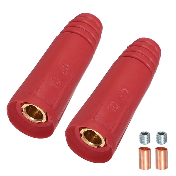 Uxcell 2Pack DKJ 10-25 Conectores de cables de soldadura para cable de 4-6 AWG, conectores rápidos de 200A estilo UE para accesorios de máquinas de soldadura, rojo