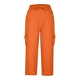 thumbnail image 6 of GXIPO Women's Plus Size Cargo Capris High Waisted Casual Hiking Pants Quick Dry Summer Outdoor Travel Shorts Saffron L, 6 of 7