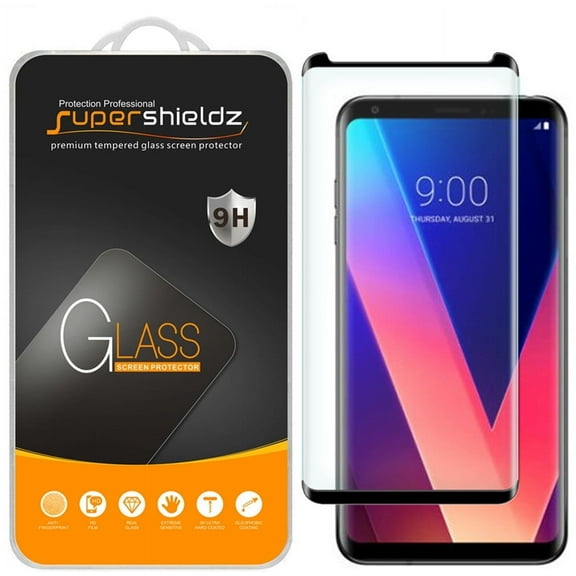 (2-Pack) Supershieldz Designed for LG V35 ThinQ [Full Screen Coverage] [3D Curved Glass] Tempered Glass Screen Protector, Anti-Scratch, Bubble Free (Black Frame)