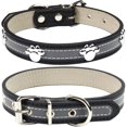thumbnail image 1 of YSTINNG Reflective Dog Collar with Cute Paw Rivet Studded Funny Soft PU Leather Adjustable Puppy Dog Collars for Small Medium Large Dogs Cats (Black,XX-Large) YD72-347, 1 of 7