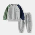 thumbnail image 3 of New Spring Autumn Children Clothes Set Color Patchwork Kids Boys Two-Piece Sets Children Boy Casual Tracksuit Outfits Tops Pants, 3 of 6