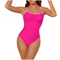 thumbnail image 4 of UTSJKR Women's Sexy One Piece Swimsuit Tummy Control Bathing Suits Trendy Trim Monokini Summer Beach Straps Swimwear Hot Pink M, 4 of 8
