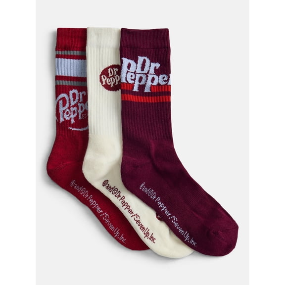 Dr Pepper Men's Socks, 3-Pack, Shoe Sizes 10-13