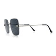 thumbnail image 6 of Womens Jaguar Head Stud Half Rim Metal Rim Oversized Rectangle Sunglasses Silver - Black, 6 of 8