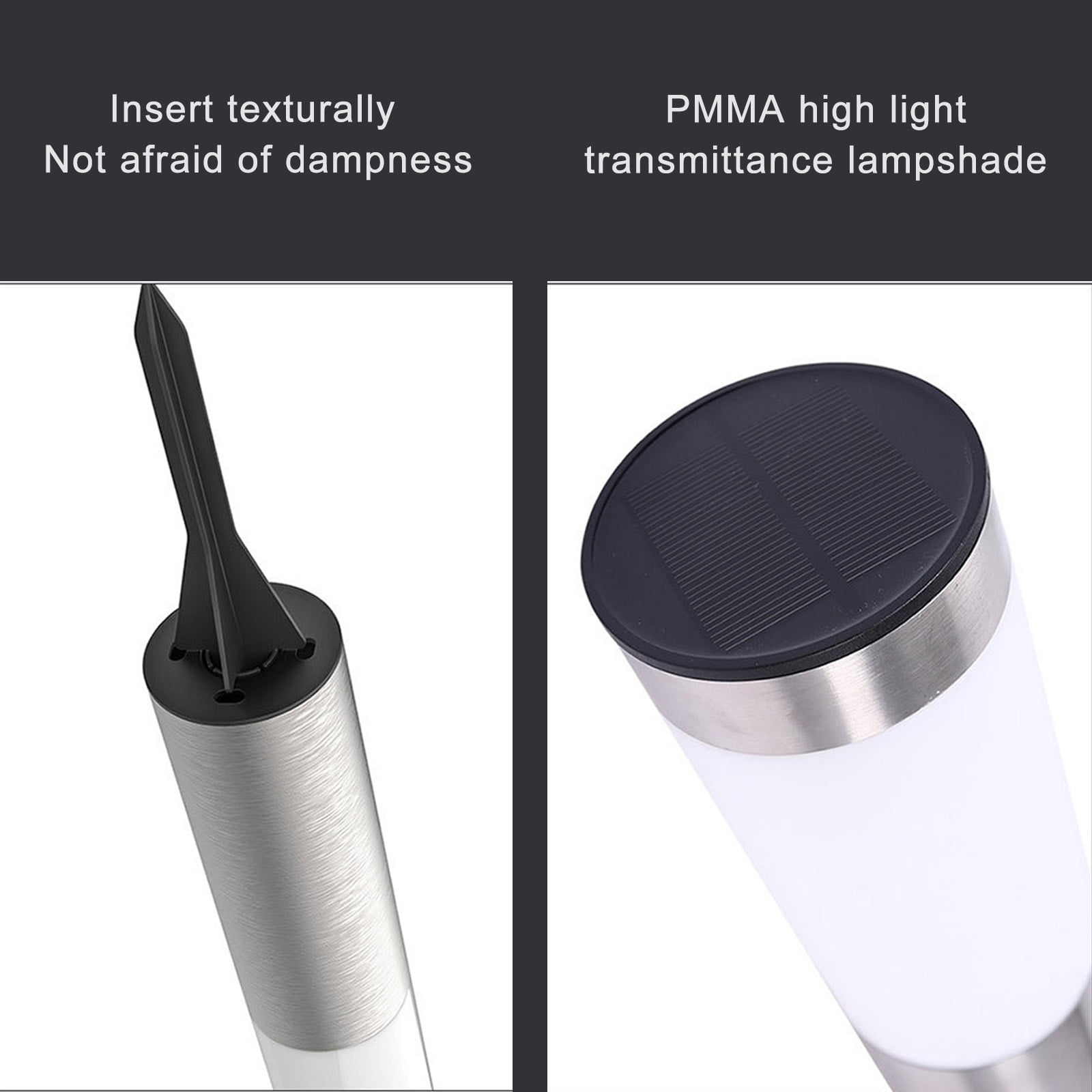 Solar LED Ground Light Outdoor Garden Lamp Round Floor Light 40cm Black Plastic Waterproof Automatic Dusk to Dawn 1 Pack