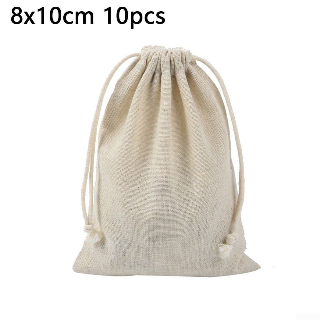 Reusable Cotton Fabric Jewelry Drawstring Gift Tote Bags Pouch Wedding Favors 