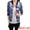 Blue, variant on Juniors Stand Collar Zip up Floral Prints Crop Length Bomber Jacket