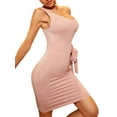 thumbnail image 5 of Biekopu Women Mini Dress Solid Color Oblique Shoulder Cutout Tie-Up Sleeveless Backless Party Dress, 5 of 7