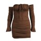 thumbnail image 5 of Vestido cruzado de manga larga para mujer: frente plisado, tirantes y mangas acampanadas, corte regular informal, 5 of 7