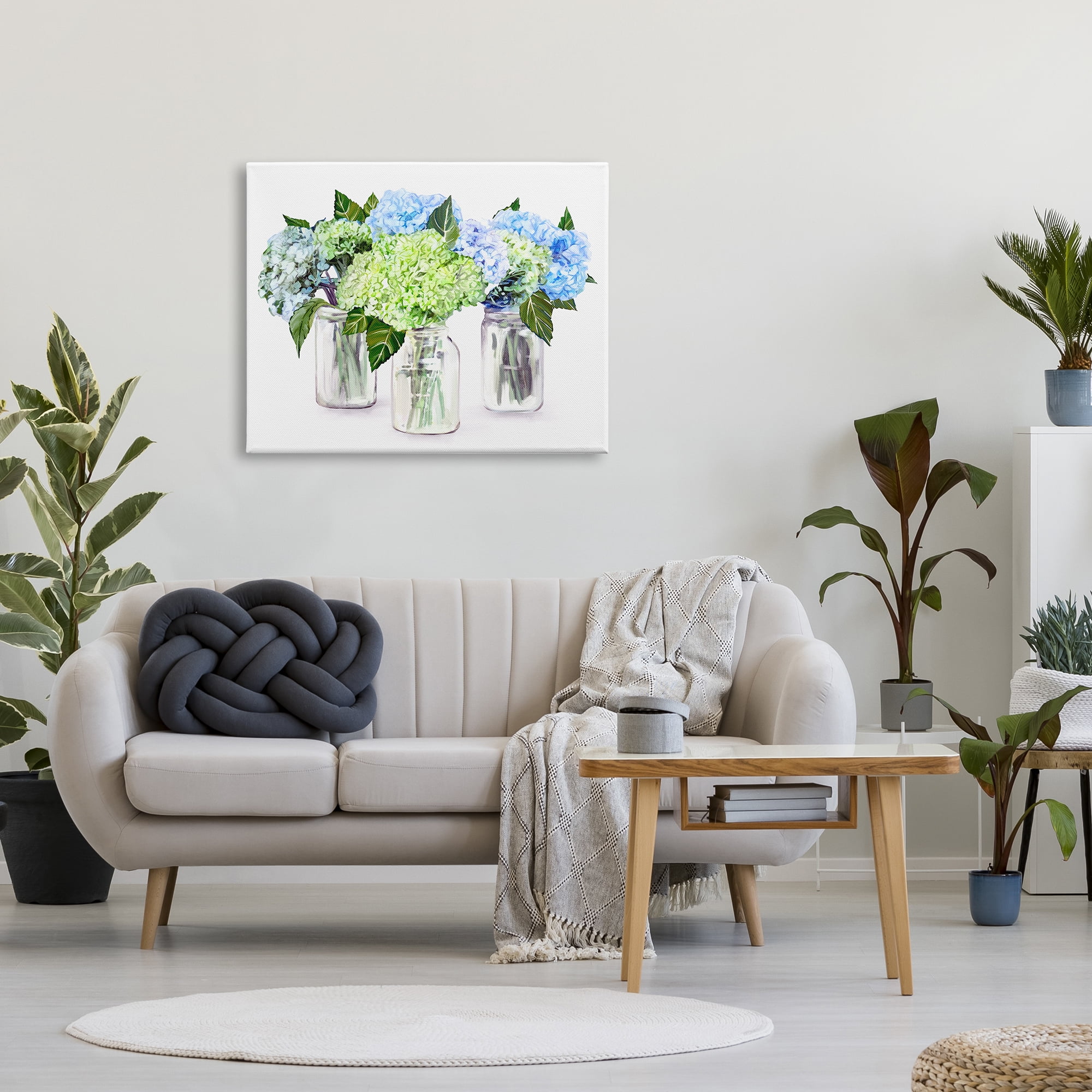 Stupell Varied Floral Hydrangea Jars Botanical & Floral Painting Gallery Wrapped Canvas Print Wall Art