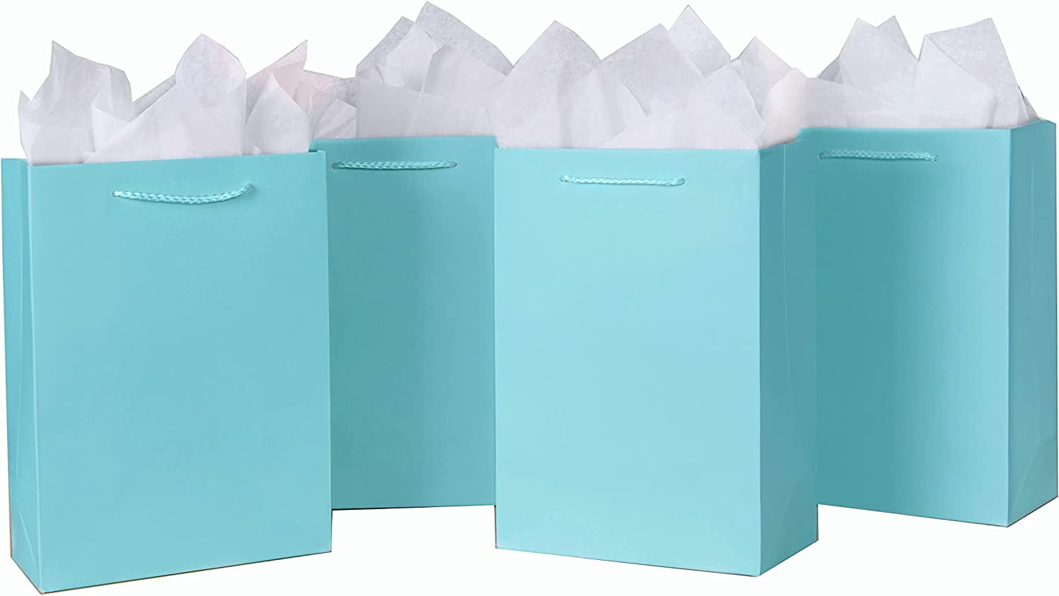 10 Pack Blue Gift Bags with Tissue Paper 8x4x11 Inch Bridesmaid Gift