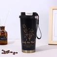 thumbnail image 2 of Coffee Insulated Tumbler with Floral Print & Carry Strap Leak-Proof for Office Daily Use, 2 of 3