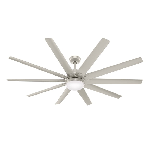 Restored Hunter Fan 72 inch Matte Nickel Indoor/Outdoor Ceiling Fan with LED Light for Porch, Farmhouse, Bedroom, Living Room, Office, Kitchen, Dining Room, Balcony (Refurbished)