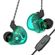 YINYOO CCZ Melody in-Ear Monitors Earphones Headphones Wired Earbuds Without Microphone IEM HiFi Bass with 1DD 1BA, Ear fins, 4N OFC Cable for Musicians, Singer, on Stage, Studio( mic, Green) Type-C