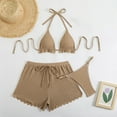 thumbnail image 4 of Cinvoph Womens 3 Piece Swimsuits Triangle Halter Thong Bikini Set with High Waisted Shorts Bathing Suits Bikini Sets, 4 of 6
