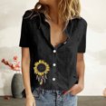 thumbnail image 2 of IROINNID Summer Tops For Women Under $10 Button Turn down Neck Short Sleeve Print Short Sleeves Tops On Sale, 2 of 8