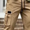 thumbnail image 4 of Mifsaly Mens Cargo Pants with Multi Pockets Elastic Waist Drawstring Utility Work Trousers Comfortable Relaxed Fit Outdoor Hiking Training Bottoms, 4 of 5