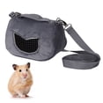 thumbnail image 1 of Bolsa de transporte portátil y transpirable de franela gris para hámster, para mascotas pequeñas, como cobayas, ardillas y chinchillas., 1 of 12