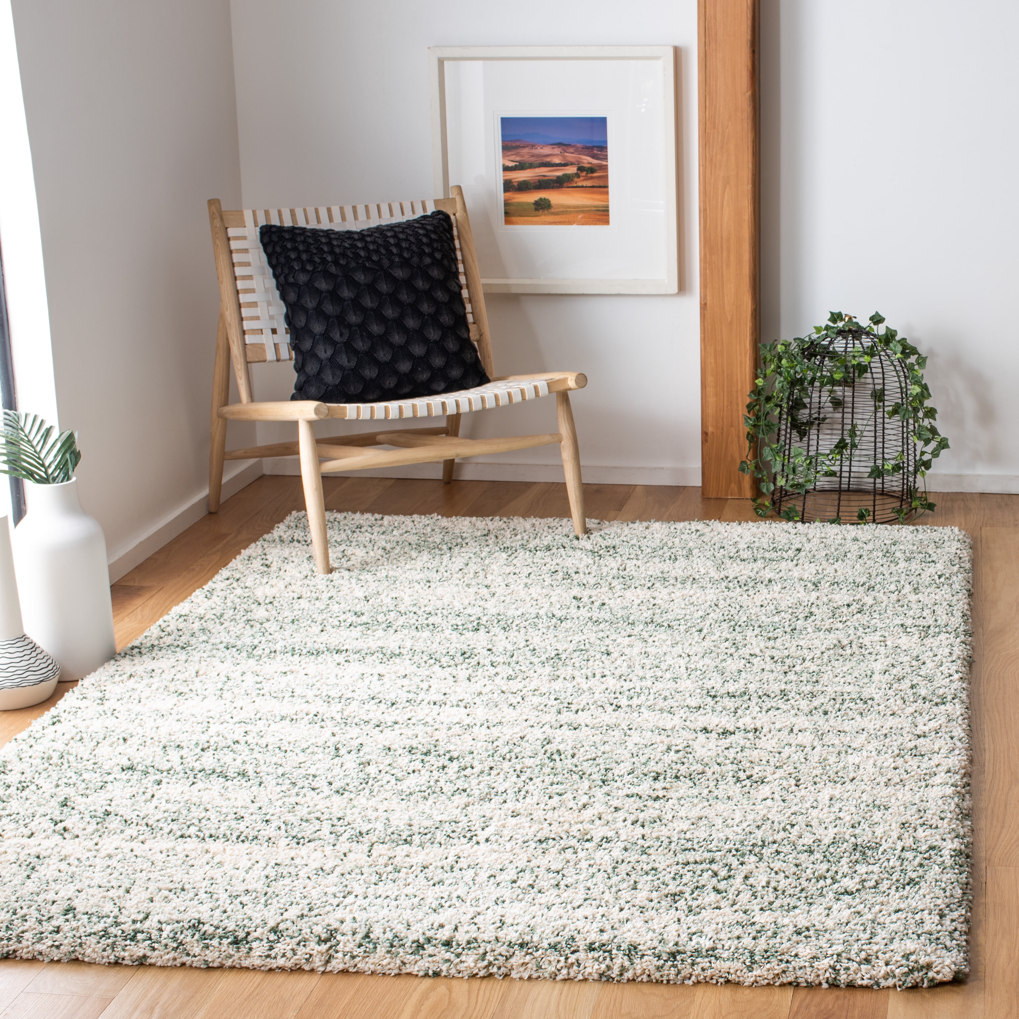 SAFAVIEH Hudson Shag Jaden Striped Area Rug, Ivory/Green, 8' x 10'