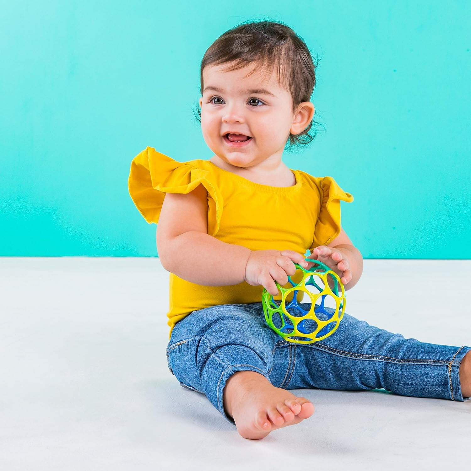 Oball Easy Grasp Classic Ball Infant Toy, Blue/Green, Unisex, 4 Inches
