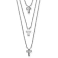 thumbnail image 3 of Sterling Silver Rhodium-plated Three Strand CZ Cross with 2in Extender Pendant Necklace, 3 of 3
