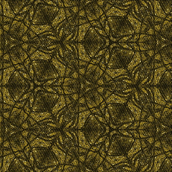 Ahgly Company Indoor Square Patterned Dark Yellow Green Area Rugs, 4' Square