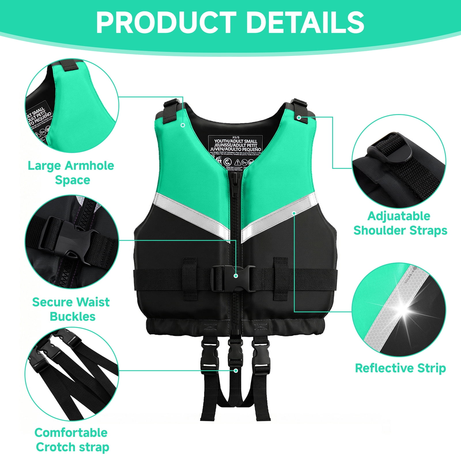 Kids Swim Vest Life Jacket Youth,Adjustable Flotation Buoyancy Swimsuit Trainer Vests,Swimming Aid Jacket for Boys Girls,Fit for 50-125 lbs