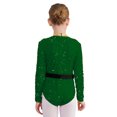thumbnail image 2 of TiaoBug Long Sleeve Ballet Leotards for Girls Gymnastics Dancewear Christmas Elf Costume Green 16, 2 of 7