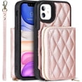 thumbnail image 3 of Crossbody Detachable 2 in 1 Wallet Case for iPhone 11,Crossbody Case with Zipper Card Holder Bag Wrist Strap Lanyard Purse Compatible with Apple iPhone 11 6.1 inch,Rosegold, 3 of 14