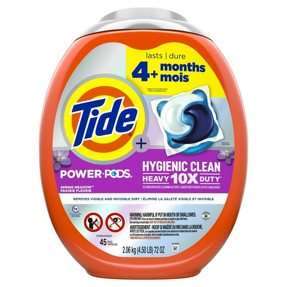 Tide Hygienic Clean Heavy 10x Duty Power PODS Laundry Detergent Pacs, Spring Meadow Scent, For Visible and Invisible Dirt
