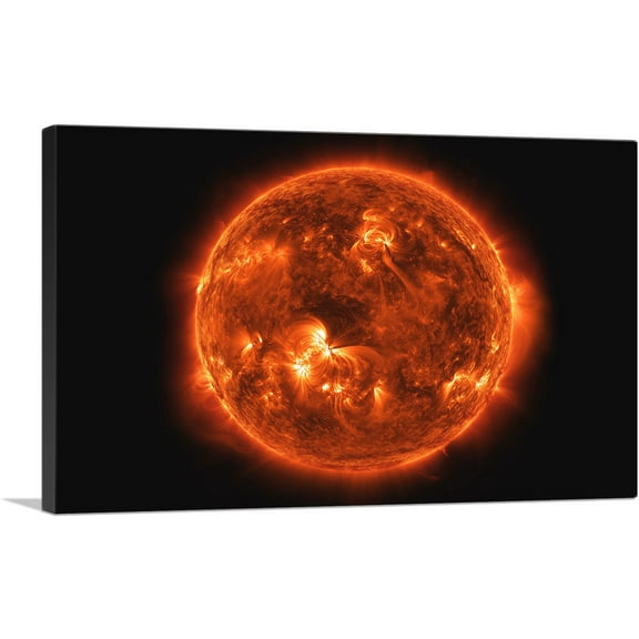 ARTCANVAS Red Burning Sun Star Canvas Art Print - Size: 26" x 18" (0.75" Deep)