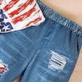 thumbnail image 3 of Povozer Independence Day Clothes Kids 250 Anniversary Toddler Girls 4th Of July Outfits USA Flag Five Sleeve Shirt Digital Printed Denim Long Pants Set Independence Day Clothes Size 9-12 Months,Red, 3 of 7