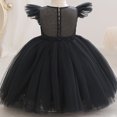 thumbnail image 4 of Yanlir Robe Sans Manches en Maille pour Fille Couleur Unie Manches Volantes Col Rond Robe de Soirée, Vêtements d'Été Respirants à la Mode, Style Princesse Mignon (Noir, 4-5 Ans), 4 of 4