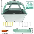 thumbnail image 2 of asdfgh Deluxe Pop Up Beach Tent Sun Shade Shelter for 3-4/5-6 Person, UV Protection, Extendable Floor with 3 Ventilating Windows Plus Carrying, 2 of 7